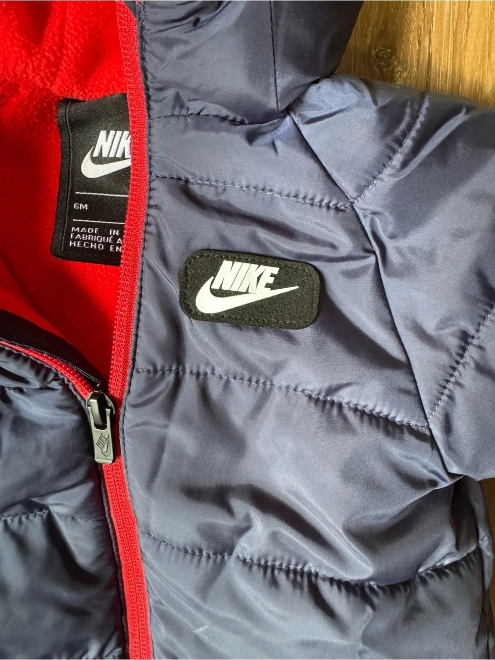 Nike Navy and Red Baby Puffer Footie Snowsuit